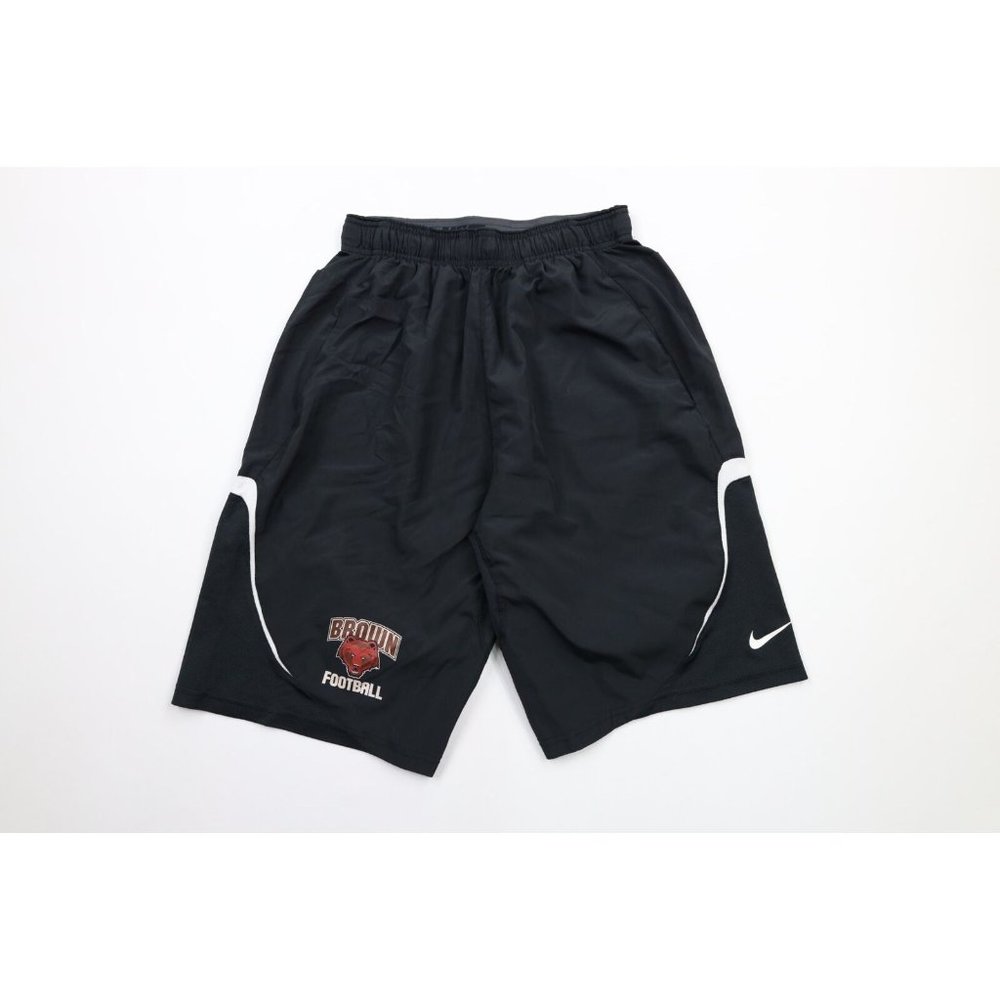 Nike Mens Small Team Issued Brown University Football Spell Out Shorts Black